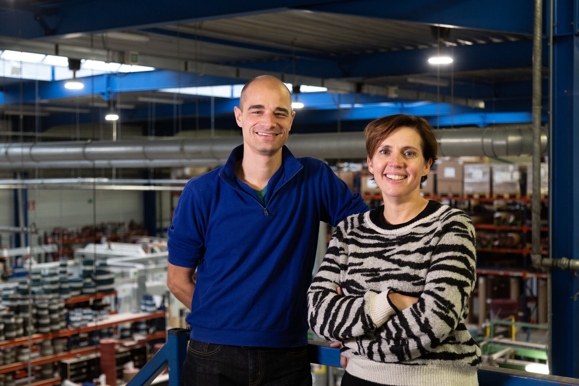 Two Cibo representatives in the production workshop